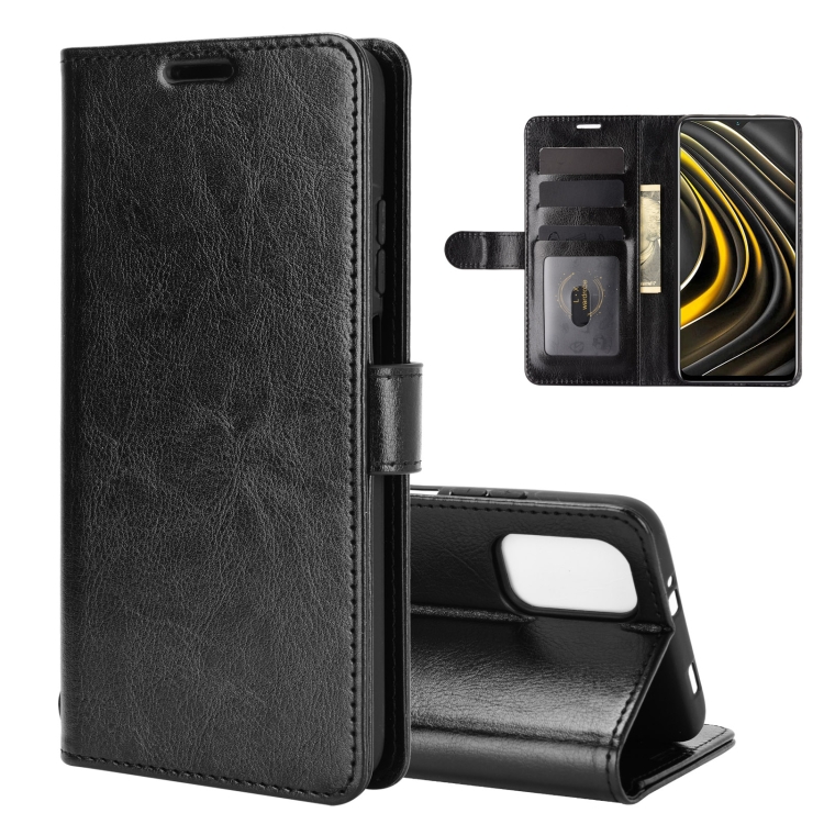 

For Xiaomi Poco M3 R64 Texture Single Horizontal Flip Protective Case with Holder & Card Slots & Wallet& Photo Frame(Black)