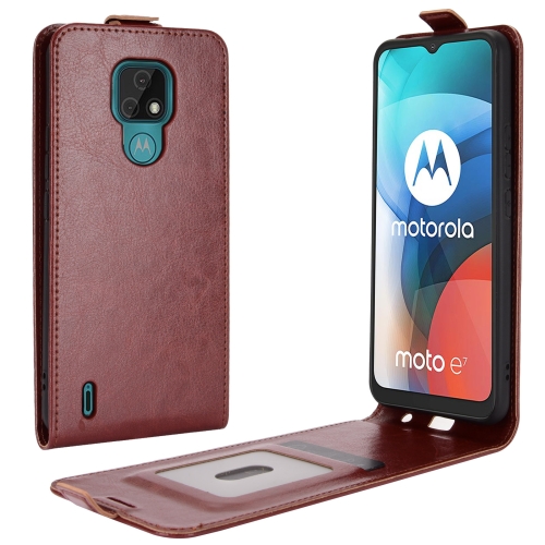 

For Motorola Moto E7 R64 Texture Single Vertical Flip Leather Protective Case with Card Slots & Photo Frame(Brown)