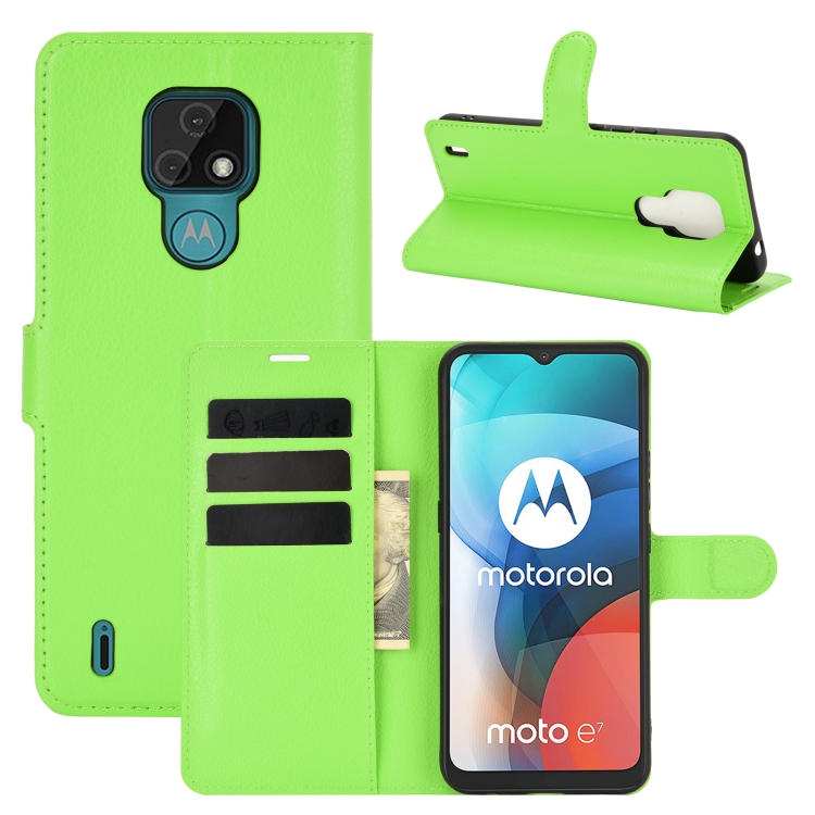 

For Motorola Moto E7 Litchi Texture Horizontal Flip Protective Case with Holder & Card Slots & Wallet(Green)