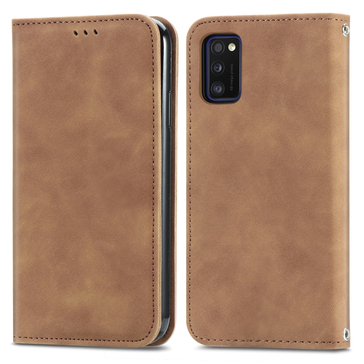 

For Samsung Galaxy A41 (EU) Retro Skin Feel Business Magnetic Horizontal Flip Leather Case with Holder & Card Slots & Wallet & Photo Frame(Brown)