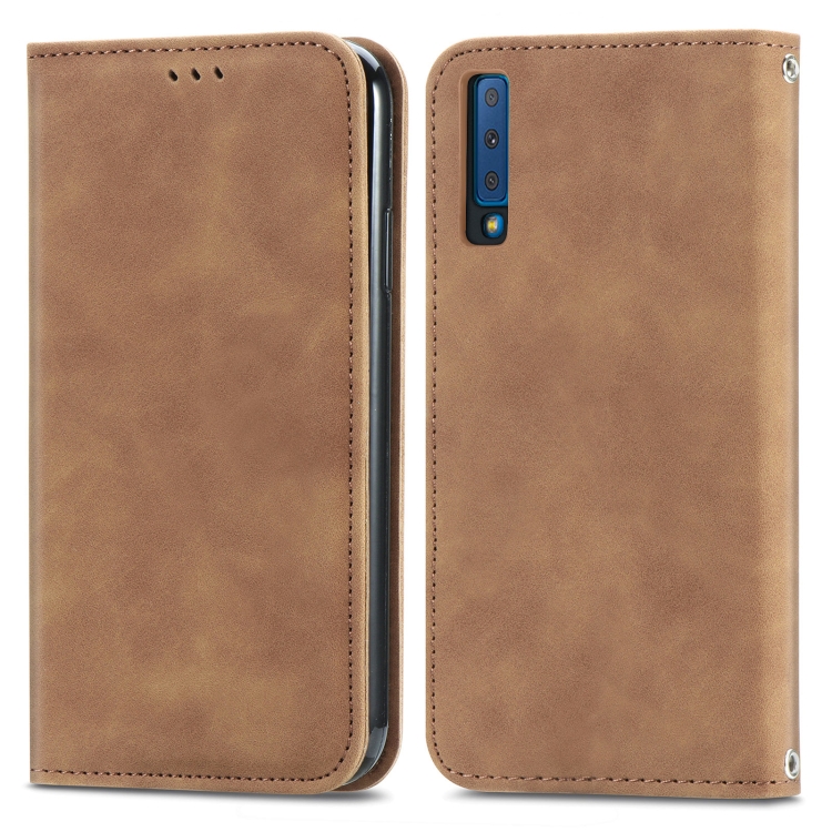 

For Samsung Galaxy A7 2018 Retro Skin Feel Business Magnetic Horizontal Flip Leather Case with Holder & Card Slots & Wallet & Photo Frame(Brown)