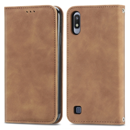 

For Samsung Galaxy A10 Retro Skin Feel Business Magnetic Horizontal Flip Leather Case with Holder & Card Slots & Wallet & Photo Frame(Brown)