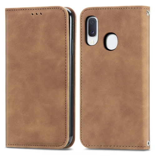 

For Samsung Galaxy A20e Retro Skin Feel Business Magnetic Horizontal Flip Leather Case with Holder & Card Slots & Wallet & Photo Frame(Brown)