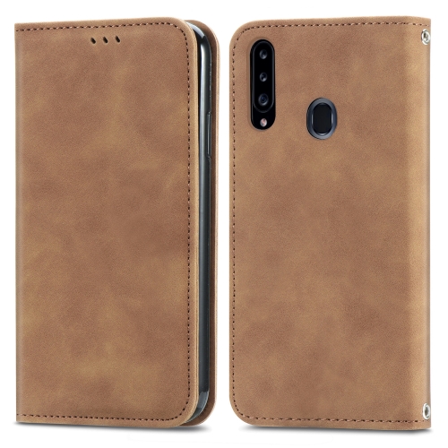 

For Samsung Galaxy A20s Retro Skin Feel Business Magnetic Horizontal Flip Leather Case with Holder & Card Slots & Wallet & Photo Frame(Brown)