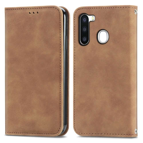 

For Samsung Galaxy A21 (EU) Retro Skin Feel Business Magnetic Horizontal Flip Leather Case with Holder & Card Slots & Wallet & Photo Frame(Brown)