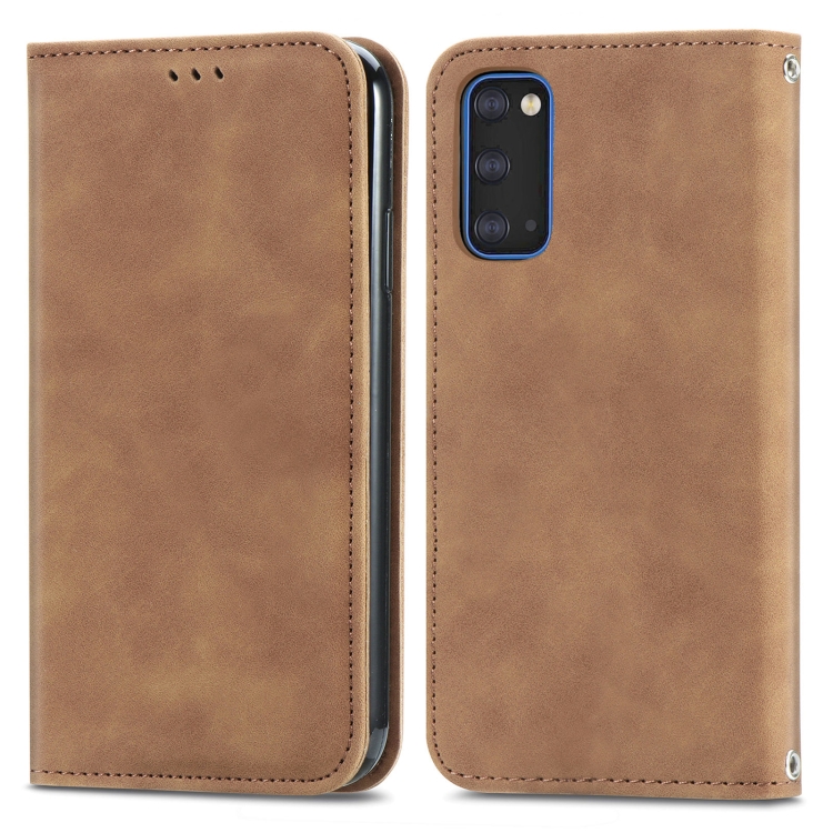 

For Samsung Galaxy S20 Retro Skin Feel Business Magnetic Horizontal Flip Leather Case with Holder & Card Slots & Wallet & Photo Frame(Brown)