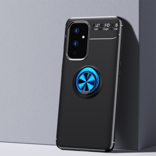 

For OnePlus 9 Metal Ring Holder 360 Degree Rotating TPU Case(Black+Blue)