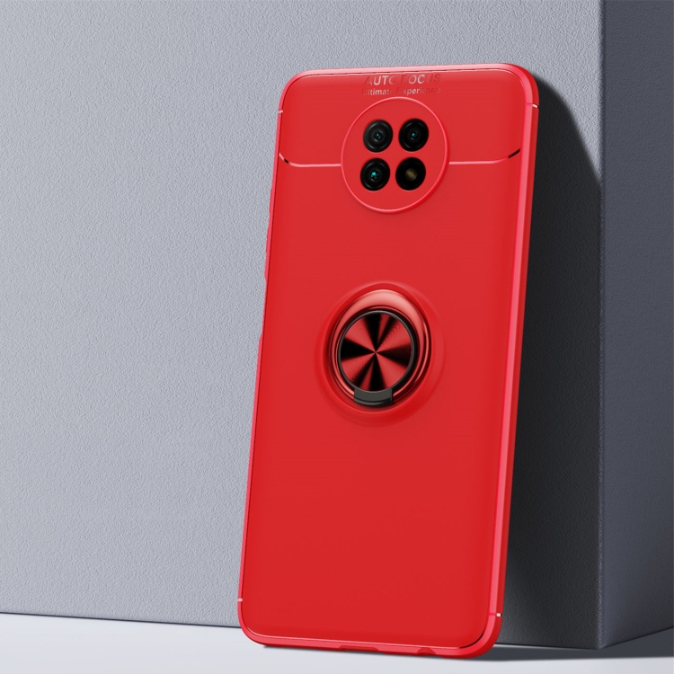 

For Xiaomi Redmi Note 9 5G Metal Ring Holder 360 Degree Rotating TPU Case(Red+Red)