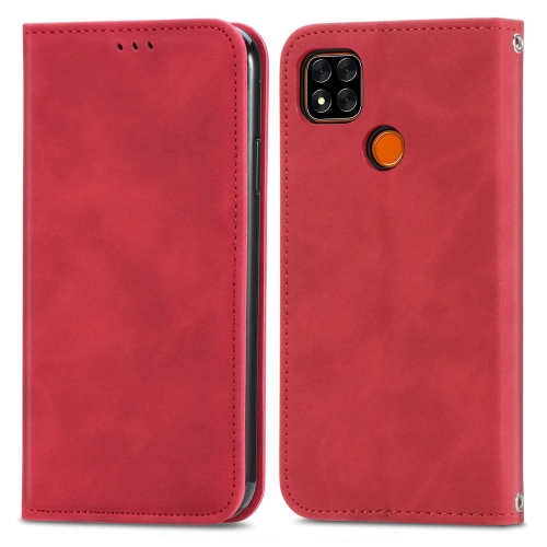 

For Xiaomi Redmi 9A Retro Skin Feel Business Magnetic Horizontal Flip Leather Case With Holder & Card Slots & Wallet & Photo Frame(Red)