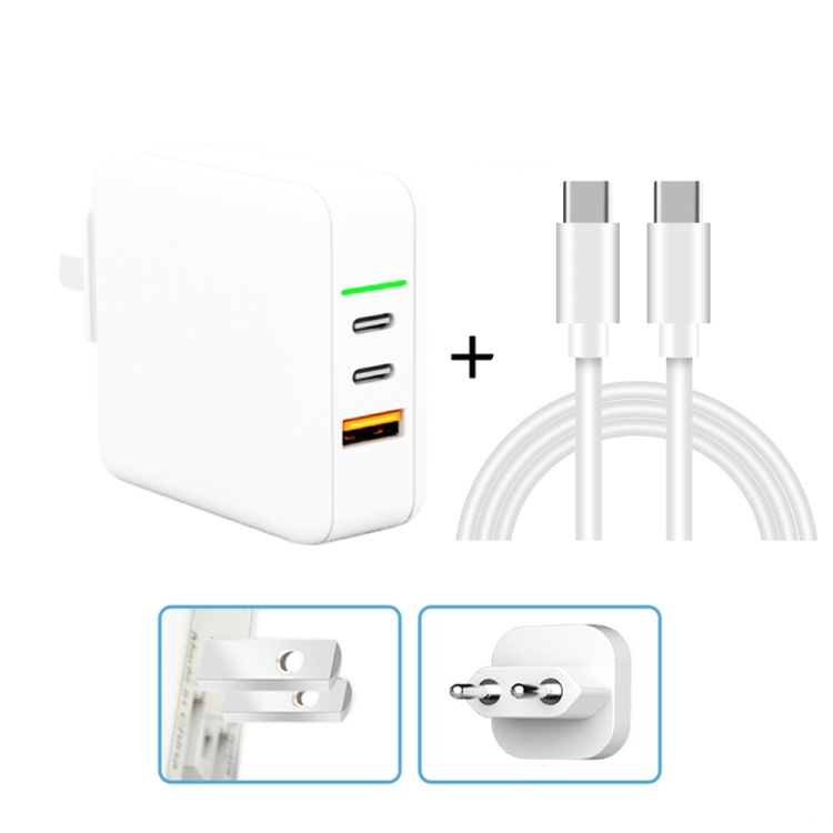 

KP-GAN65-3 65W PD Dual USB-C / Type-C + 30W USB GAN Charger + 5A USB-C / Type-C to USB-C / Type-C Fast Charging Cable Set for Apple / Huawei / Samsung, with US Plug / EU Plug / UK Plug(White)