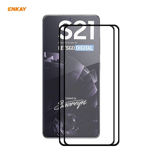 

2 PCS For Samsung Galaxy S21 5G ENKAY Hat-Prince Full Glue 0.26mm 9H 2.5D Tempered Glass Full Coverage Film Support Fingerprint Unlock