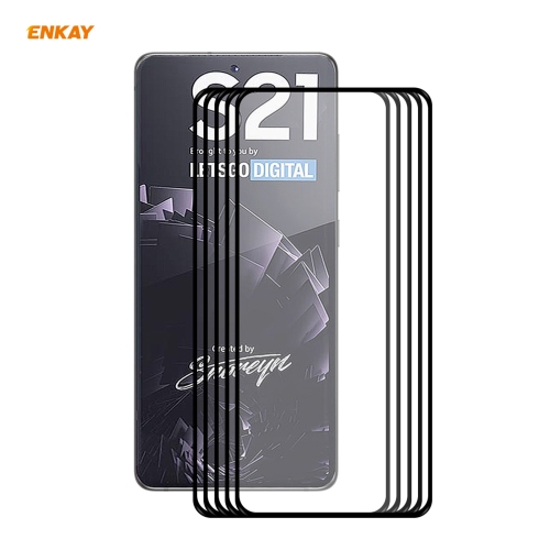 

5 PCS For Samsung Galaxy S21 5G ENKAY Hat-Prince Full Glue 0.26mm 9H 2.5D Tempered Glass Full Coverage Film Support Fingerprint Unlock