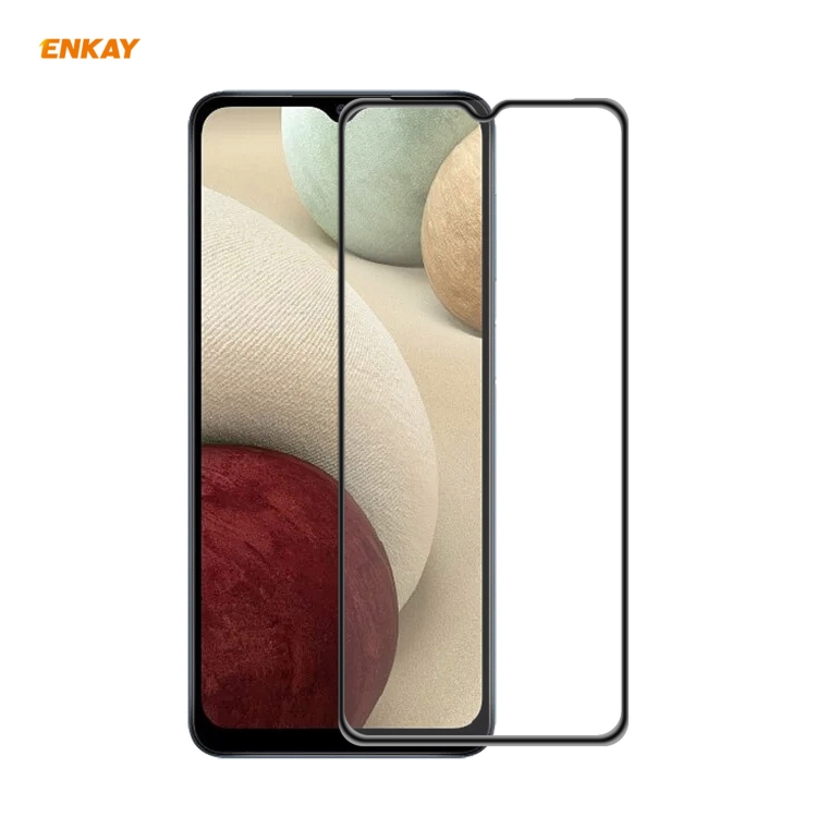 

For Samsung Galaxy A12 ENKAY Hat-Prince Anti-drop Full Glue Tempered Glass Full Screen Film Anti-fall Protector