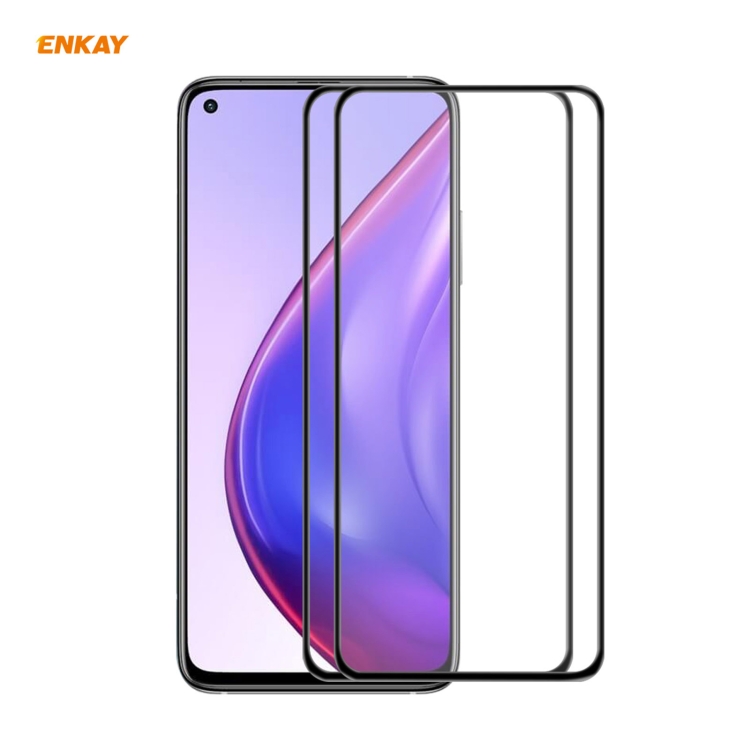 

For Xiaomi Mi 10T 5G 2 PCS ENKAY Hat-Prince Anti-drop Full Glue Tempered Glass Full Screen Film Anti-fall Protector