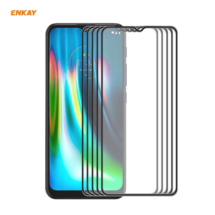 

For Motorola Moto G9 / G9 Play 5 PCS ENKAY Hat-Prince Anti-drop Full Glue Tempered Glass Full Screen Film Anti-fall Protector