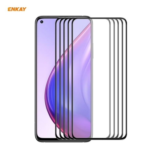 

For Xiaomi Mi 10T 5G 5 PCS ENKAY Hat-Prince Anti-drop Full Glue Tempered Glass Full Screen Film Anti-fall Protector