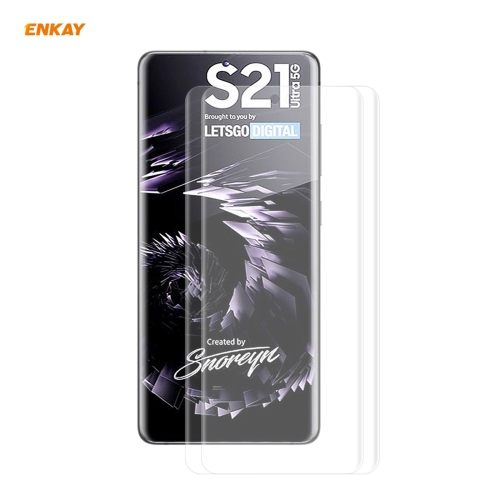 

2 PCS For Samsung Galaxy S21 Ultra 5G ENKAY Hat-Prince 3D Full Screen PET Curved Hot Bending HD Screen Protector Soft Film