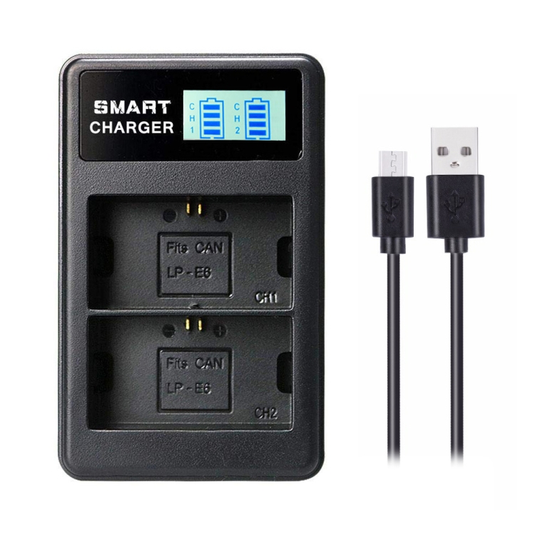 

For Canon LP-E6 Smart LCD Display USB Dual-Channel Charger