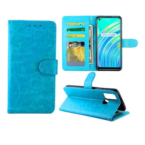 

For OPPO Realme C17/7i Crazy Horse Texture Leather Horizontal Flip Protective Case with Holder & Card Slots & Wallet & Photo Frame(baby Blue)