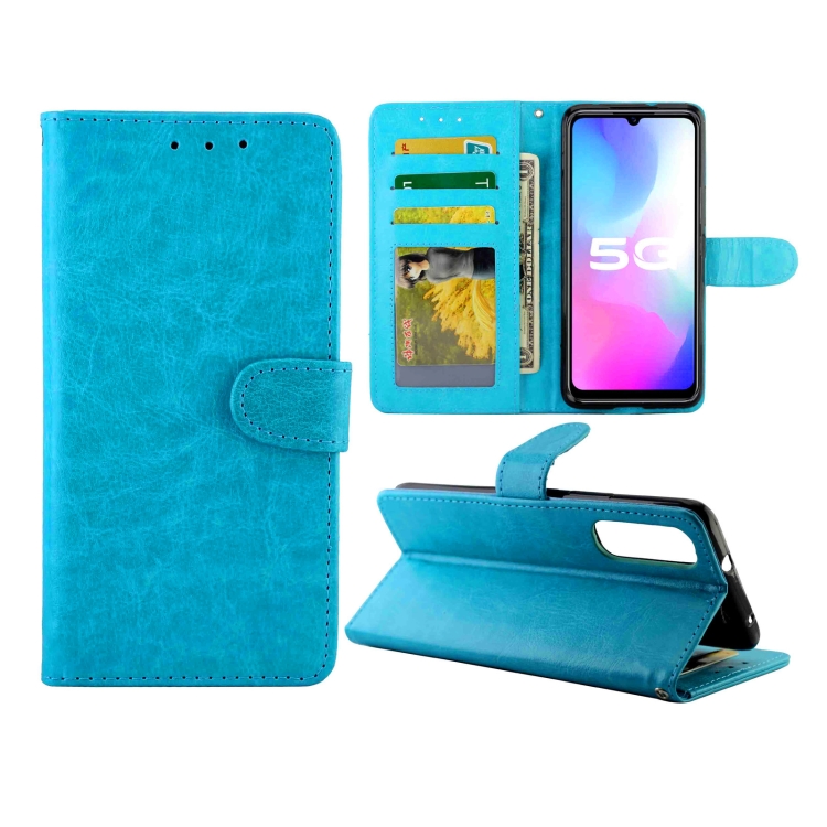 

For Vivo Y73S Crazy Horse Texture Leather Horizontal Flip Protective Case with Holder & Card Slots & Wallet & Photo Frame(baby Blue)