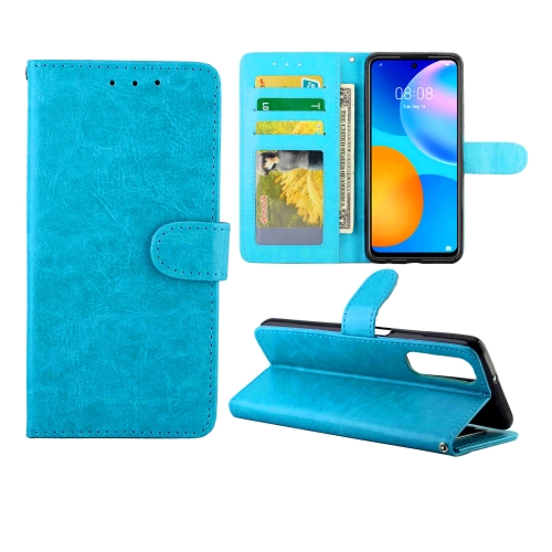 

For Huawei P Smart(2021)/Y7a Crazy Horse Texture Leather Horizontal Flip Protective Case with Holder & Card Slots & Wallet & Photo Frame(baby Blue)