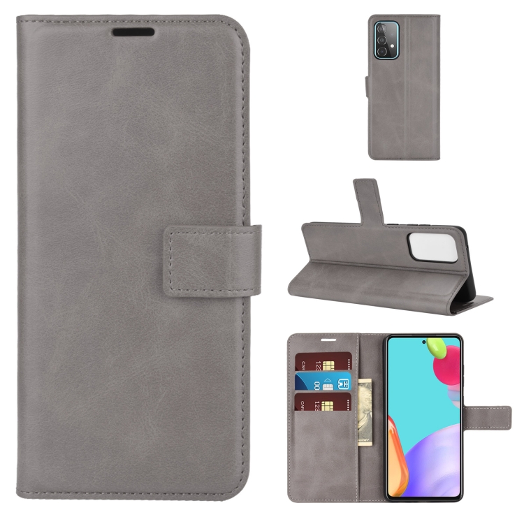 

For Samsung Galaxy A52 5G 5G / 4G Retro Calf Pattern Buckle Horizontal Flip Leather Case with Holder & Card Slots & Wallet (Gray)