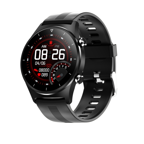 

E13 1.28 inch IPS Color Screen Smart Watch, IP68 Waterproof, Silicone Watchband,Support Heart Rate Monitoring/Blood Pressure Monitoring/Blood Oxygen Monitoring/Sleep Monitoring(Black)