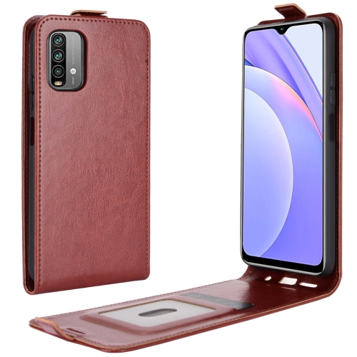 

For Xiaomi Redmi Note 9 4G R64 Texture Single Vertical Flip Leather Protective Case with Card Slots & Photo Frame(Brown)