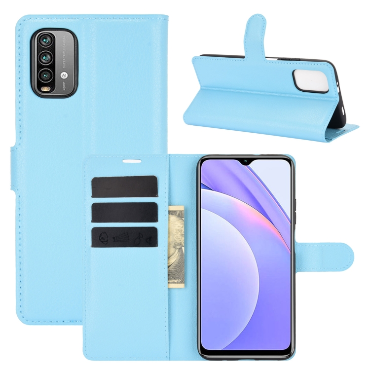 

For Xiaomi Redmi Note 9 4G Litchi Texture Horizontal Flip Protective Case with Holder & Card Slots & Wallet(Blue)
