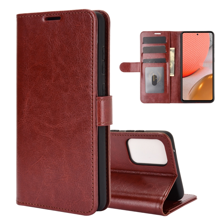 

For Samsung Galaxy A72 5G / 4G R64 Texture Single Horizontal Flip Protective Case with Holder & Card Slots & Wallet& Photo Frame(Brown)