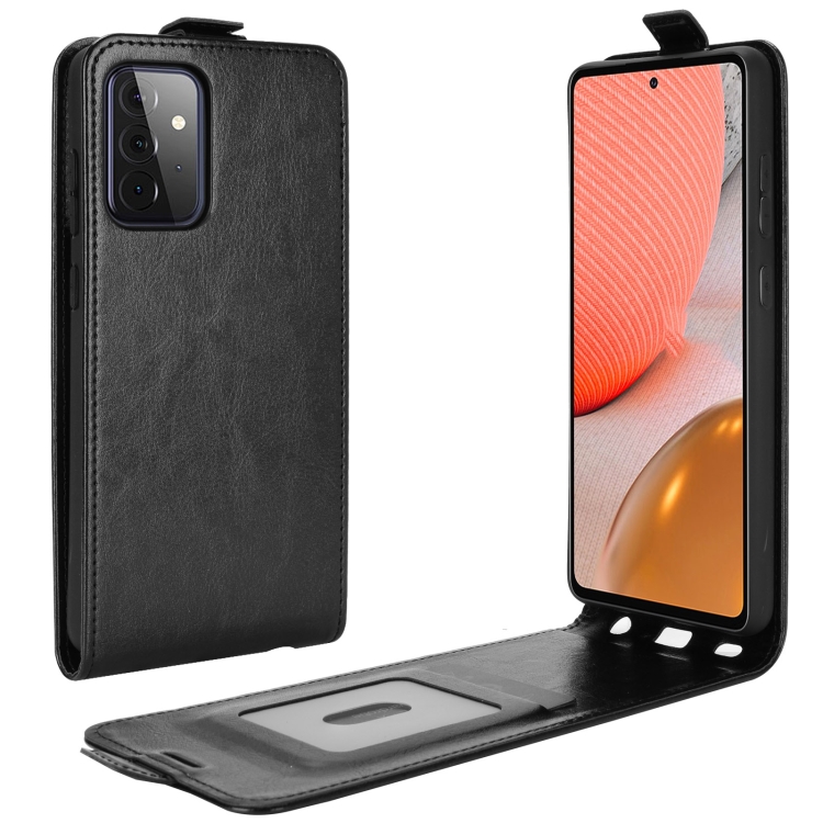 

For Samsung Galaxy A72 5G R64 Texture Single Vertical Flip Leather Protective Case with Card Slots & Photo Frame(Black)