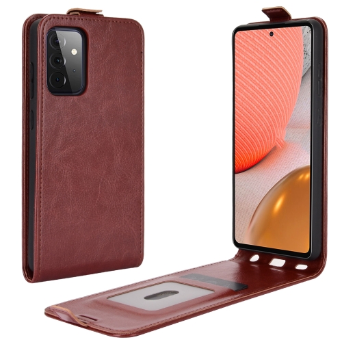 

For Samsung Galaxy A72 5G / 4G R64 Texture Single Vertical Flip Leather Protective Case with Card Slots & Photo Frame(Brown)