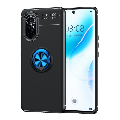 

For Huawei nova 8 5G Metal Ring Holder 360 Degree Rotating TPU Case(Black+Blue)