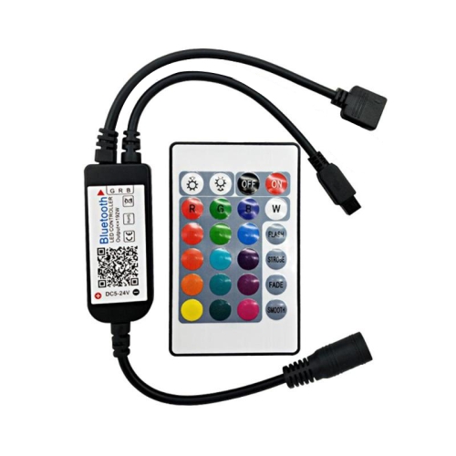 

Bluetooth LED RGB Controller with 24 Keys Infrared Controller for 5630 5050 3528 2835 LED Strip, DC 5-24V
