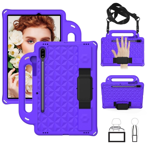 

For Galaxy Tab S7 T870/T875 Diamond Series EVA Anti-Fall Shockproof Sleeve Protective Shell Case with Holder & Strap(Purple)