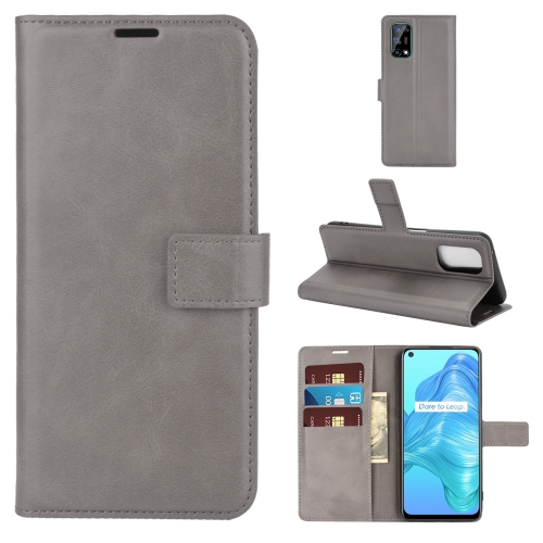 

For OPPO Realme V5 / K7X Retro Calf Pattern Buckle Horizontal Flip Leather Case with Holder & Card Slots & Wallet (Gray)