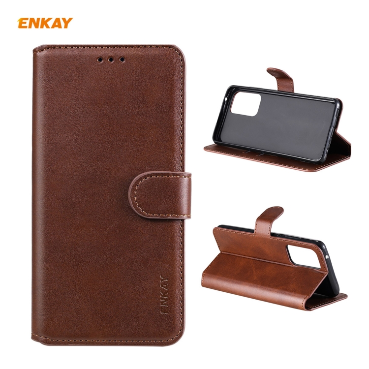 

For Samsung Galaxy A72 5G / 4G ENKAY Hat-Prince Horizontal Flip PU Leather Case with Holder & Card Slots & Wallet(Brown)