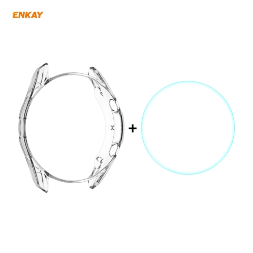 

For Samsung Galaxy Watch 3 45mm 2 in 1 ENKAY Hat-Prince Transparent Soft TPU Case + 0.2mm 9H 2.15D Curved Edge Tempered Glass Film