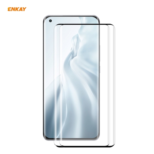 

2 PCS For Xiaomi Mi 11 ENKAY Hat-Prince 0.26mm 9H 3D Explosion-proof Full Screen Curved Heat Bending Tempered Glass Film