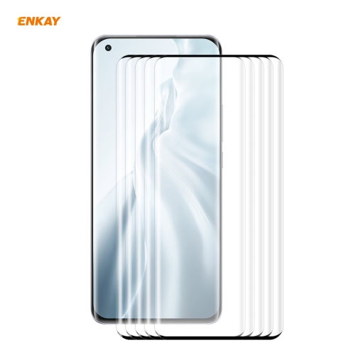 

5 PCS For Xiaomi Mi 11 ENKAY Hat-Prince 0.26mm 9H 3D Explosion-proof Full Screen Curved Heat Bending Tempered Glass Film