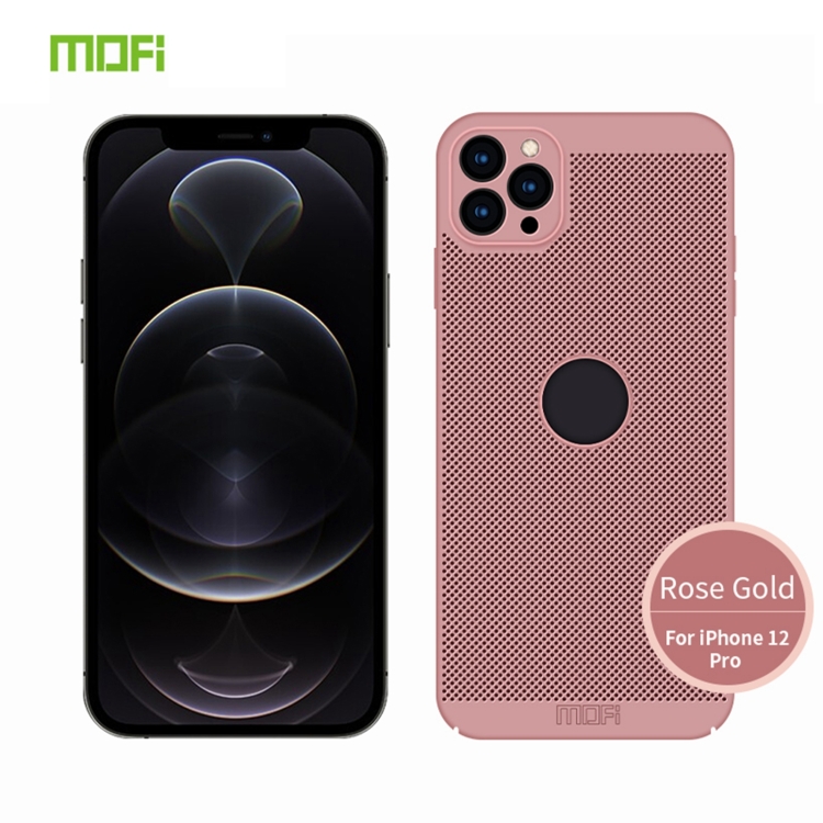 

MOFi Honeycomb Texture Breathable PC Shockproof Protective Back Cover Case For iPhone 12 Pro(Rose Gold)