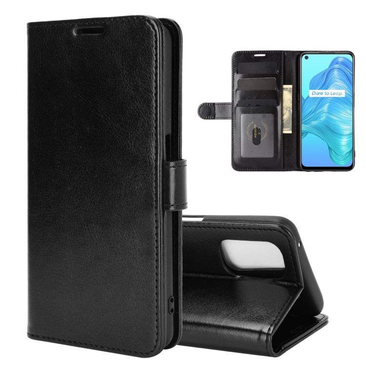 

For OPPO Realme V5 / K7X / Realme Q2 / Realme 7 5G R64 Texture Single Horizontal Flip Protective Case with Holder & Card Slots & Wallet& Photo Frame(Black)