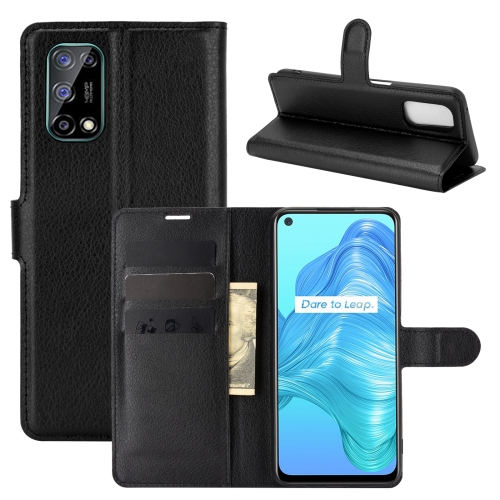 

For OPPO Realme V5 / K7X / Realme Q2 / Realme 7 5G Litchi Texture Horizontal Flip Protective Case with Holder & Card Slots & Wallet(Black)