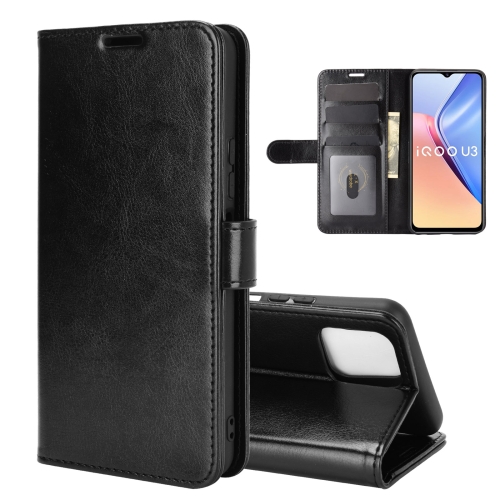 

For vivo iQOO U3/vivo Y52S R64 Texture Single Horizontal Flip Protective Case with Holder & Card Slots & Wallet& Photo Frame(Black)