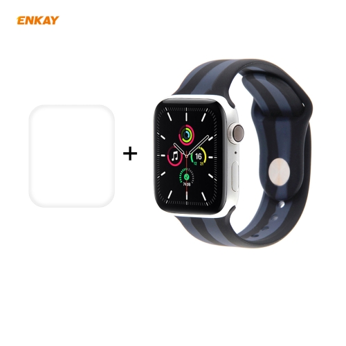 

For Apple Watch Series 6/5/4/SE 40mm ENKAY Hat-Prince 2 in 1 Rainbow Silicone Watch Band + 3D Full Screen PET Curved Hot Bending HD Screen Protector Film(Color 3)