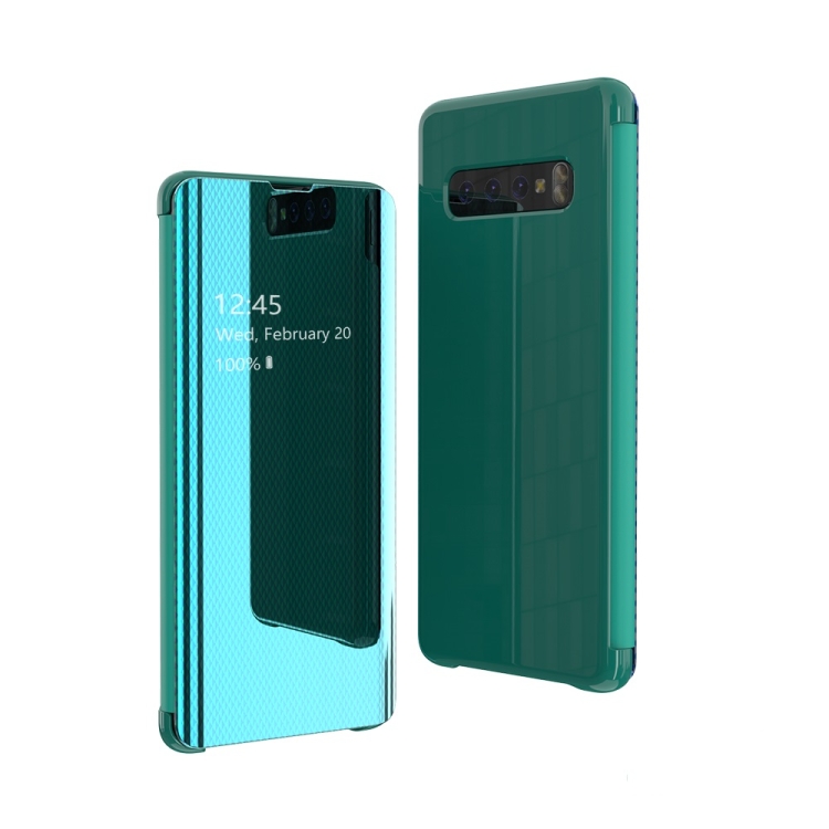 

Mirror Plated Ultra-Thin Mobile Phone Smart Protective Case For Samsung S10 Flip-Free Smart Answering Phone(Green)