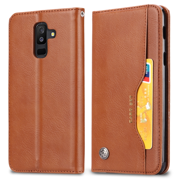 

Knead Skin Texture Horizontal Flip Leather Case for Galaxy A6 (2018), with Photo Frame & Holder & Card Slots & Wallet(Brown)
