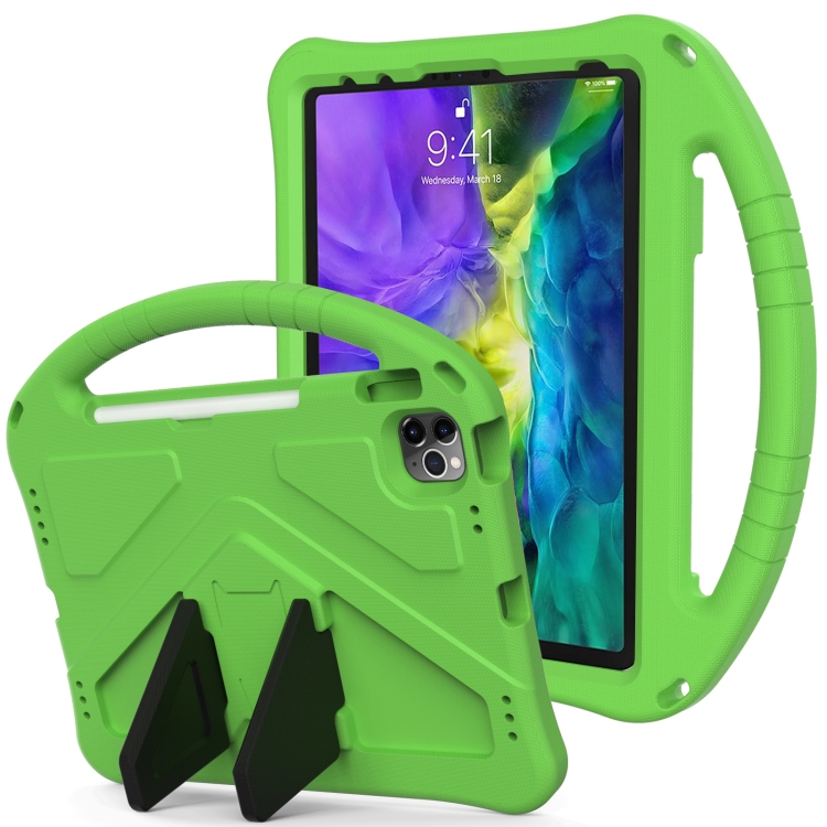 

For iPad Pro 11（2020&2018) EVA Flat Anti Falling Protective Case Shell with Holder(Green)