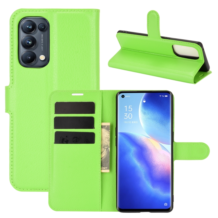 

For OPPO Reno5 Pro 5G Litchi Texture Horizontal Flip Protective Case with Holder & Card Slots & Wallet(Green)