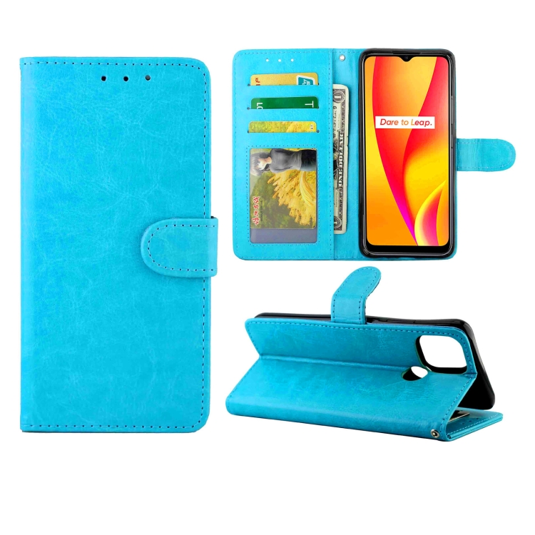 

For OPPO Realme V3 Crazy Horse Texture Leather Horizontal Flip Protective Case with Holder & Card Slots & Wallet & Photo Frame(Baby Blue)